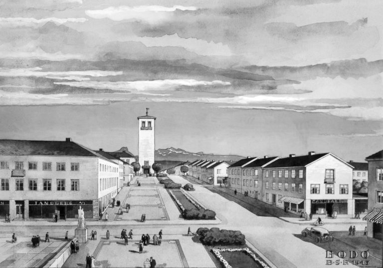 Sketch for reconstructing Bodø. Permission to use by the National Museum, Nasjonalmuseet.