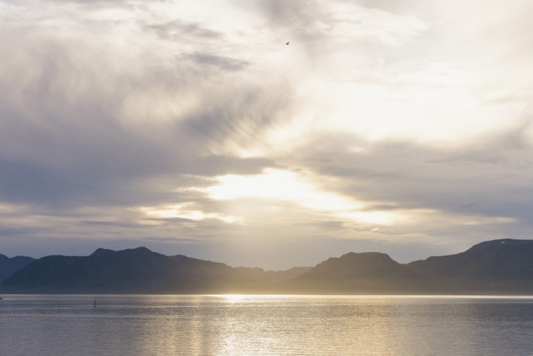 On a cloudy evening the light from the midnight sun turns even more magical. © Marie Nystad
