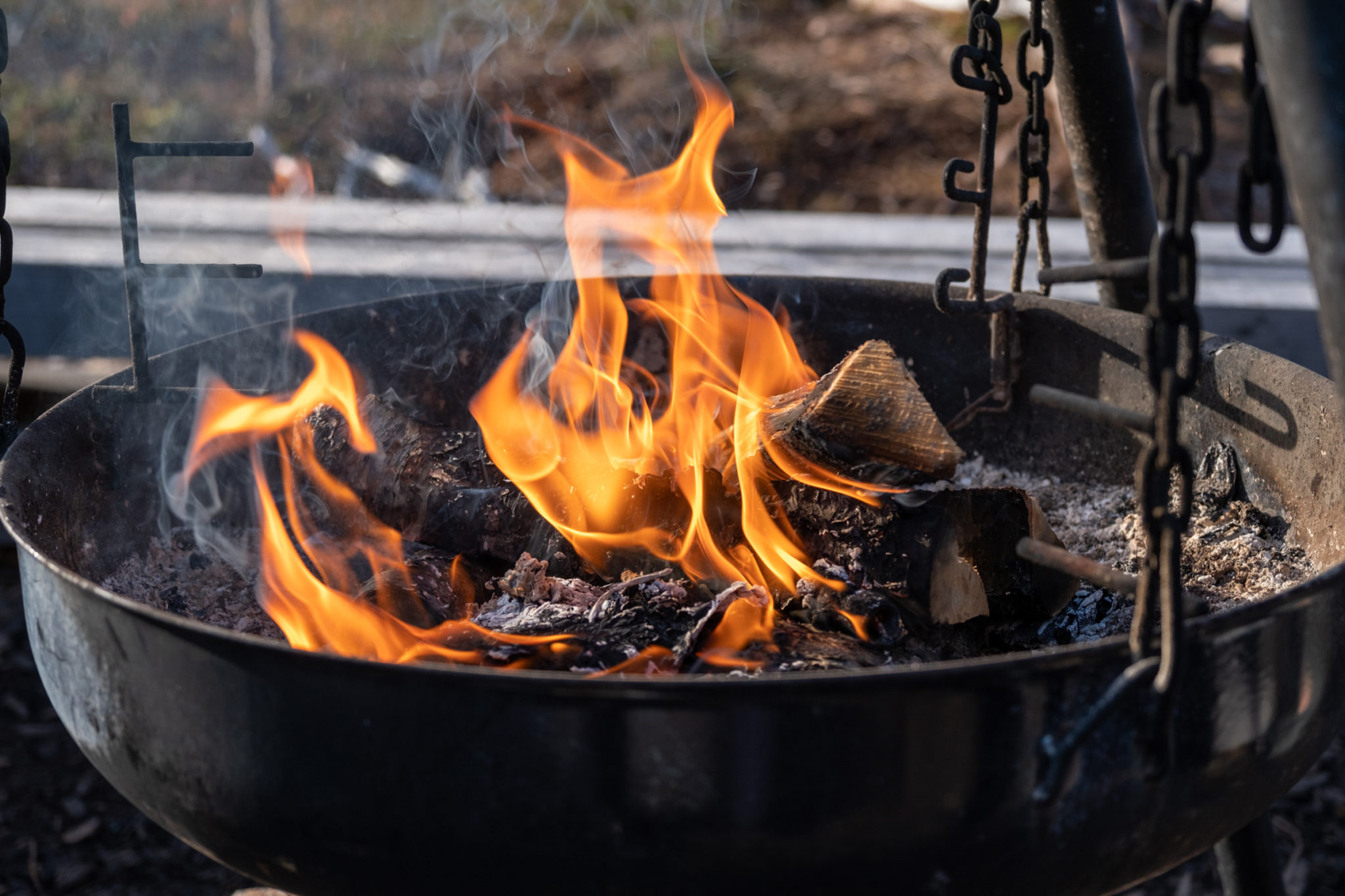 Fire pit at the border to the Ånderdalen National Park. Don't cut down dead trees, use the firewood available around the designated © Dag Arild Larsen
