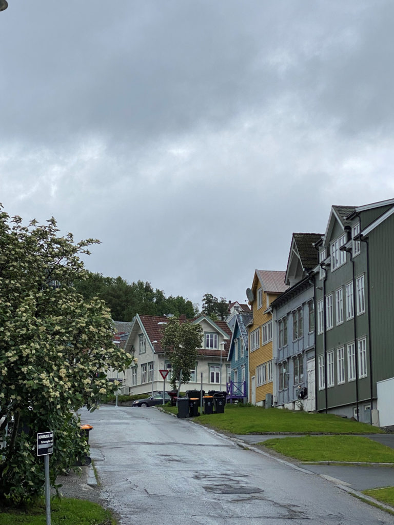 Early summer rain in Nordre Tollbugate, a colourful street on the outskirts of Tromsø's city centre © Knut Hansvold