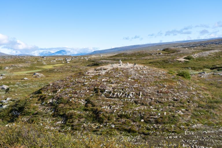 Der Polarkreis wird durch Steinhaufen zerstört. Foto: Laila Ingvaldsen / Nordland National Park Center