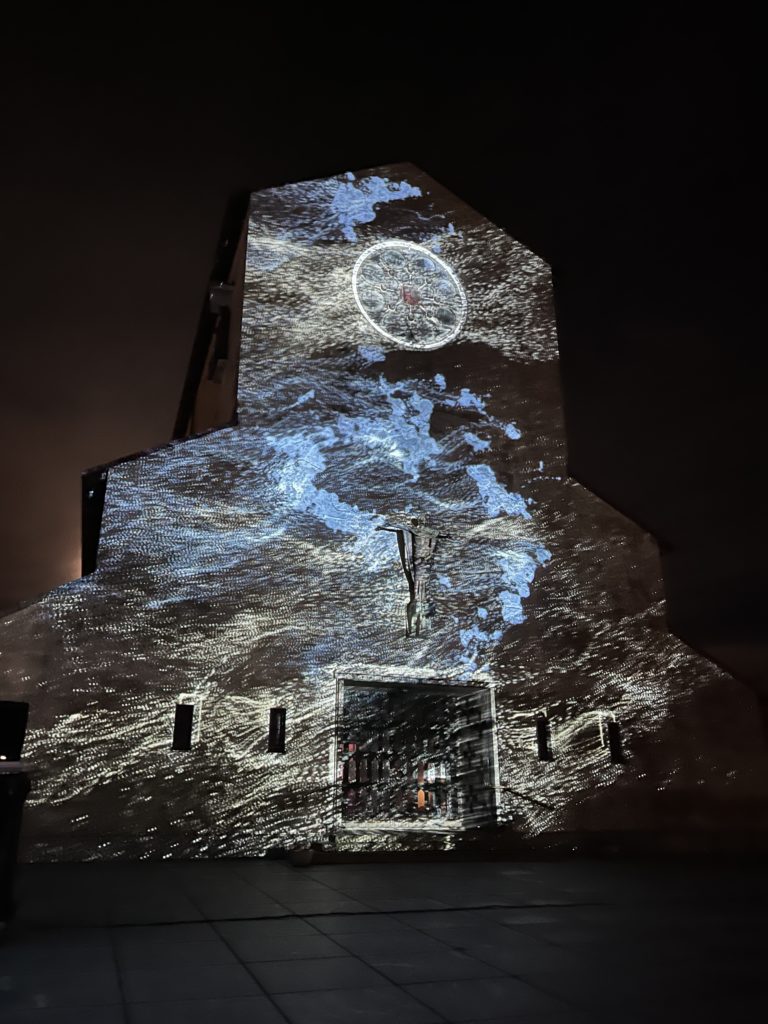 Bodø Cathedral illuminated in the autumn darkness. Photo: Liv Lyng Hauge