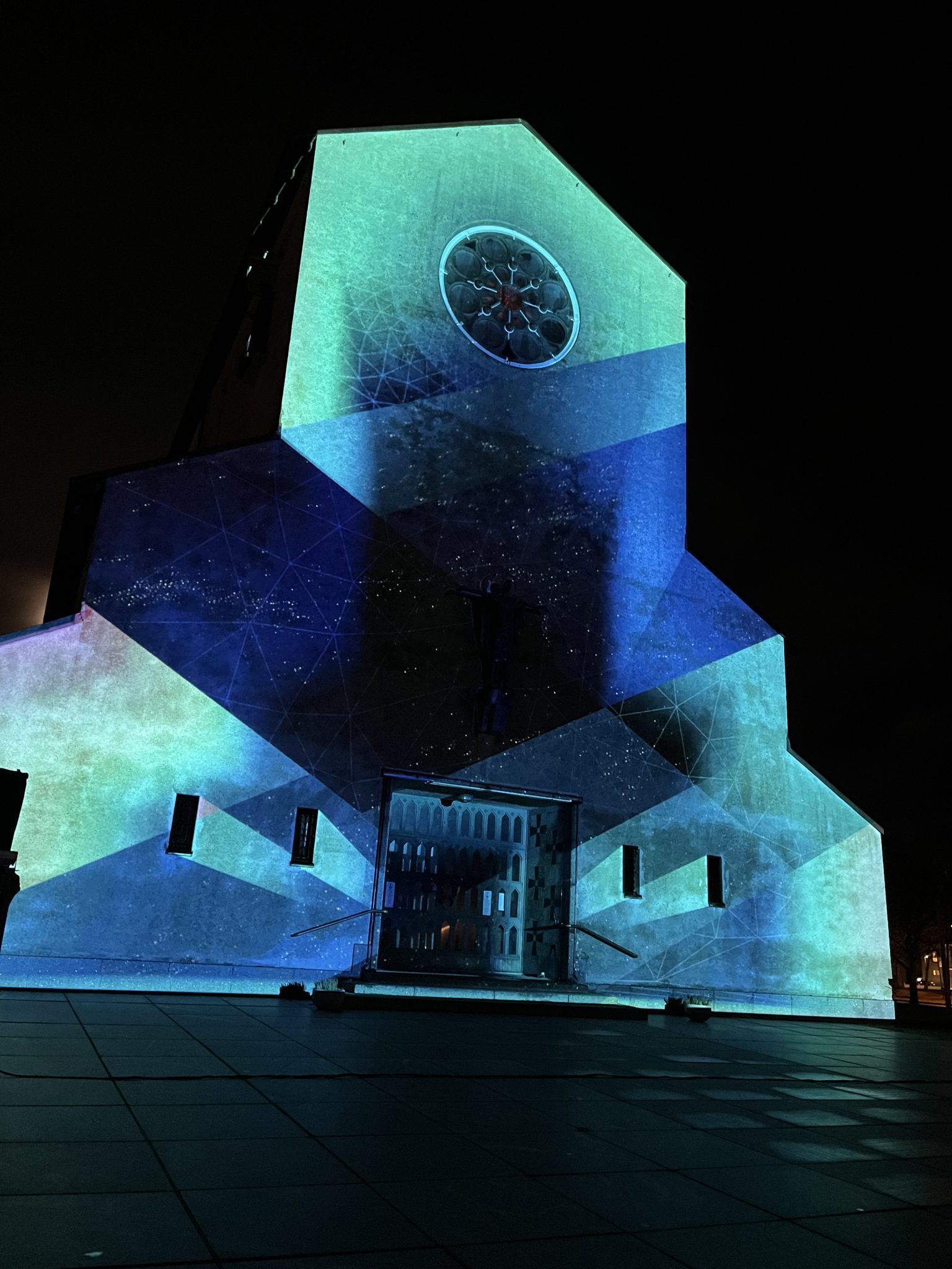 Bodø Cathedral illuminated in the autumn darkness. Photo: Liv Lyng Hauge